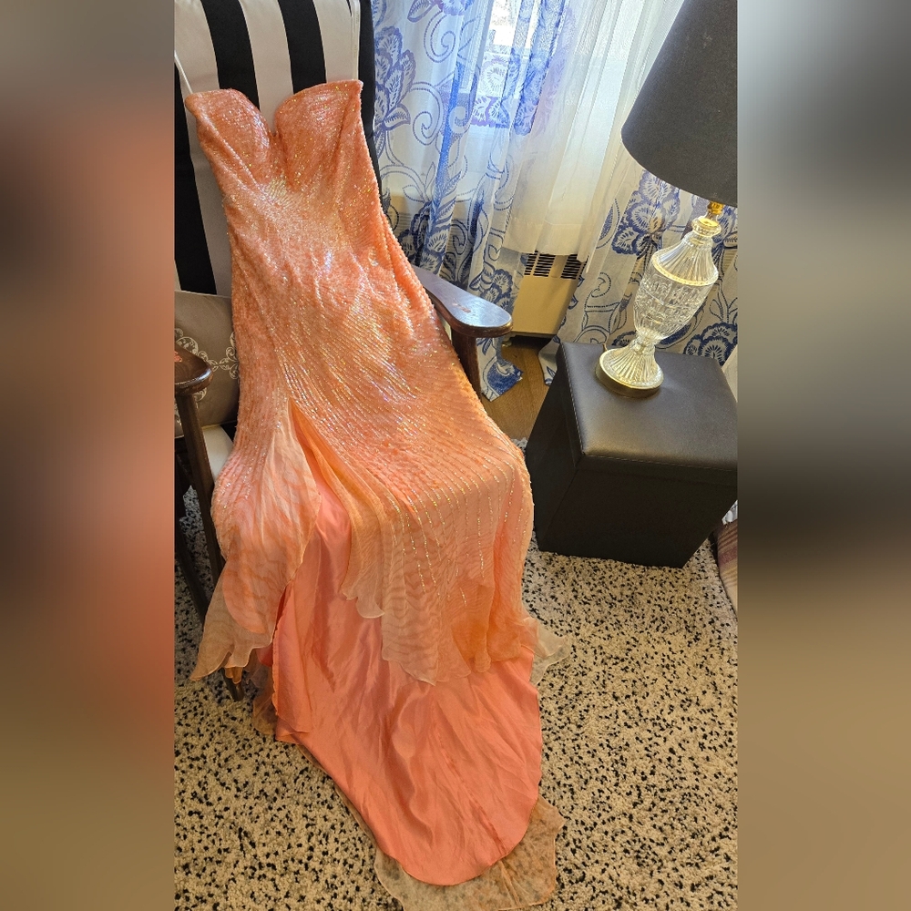 Elegant Peach Evening Gown